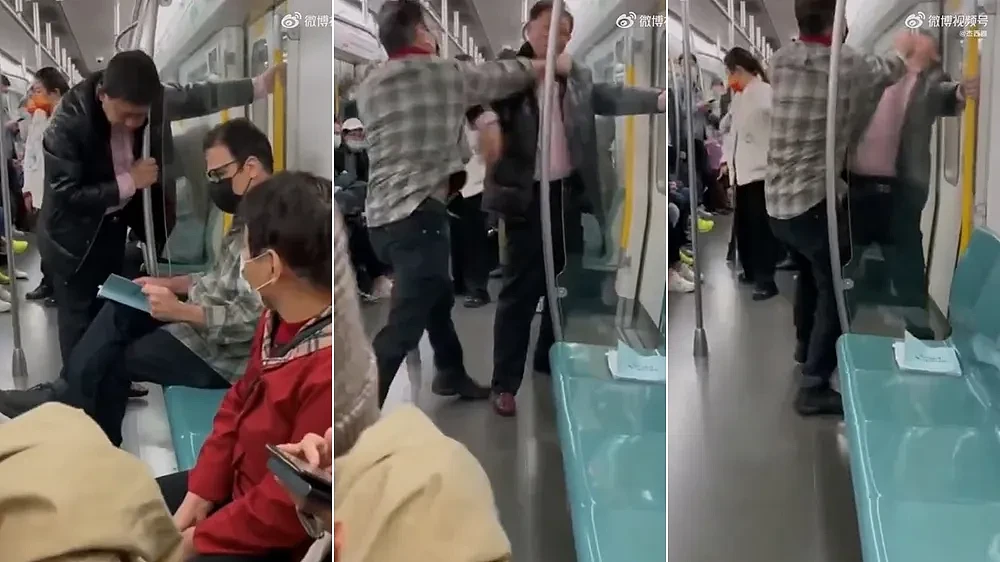 北京地铁一男子吐口水挑衅老外，惨遭痛殴被扔出车外，网友：这次我站歪果仁（视频/组图） - 1
