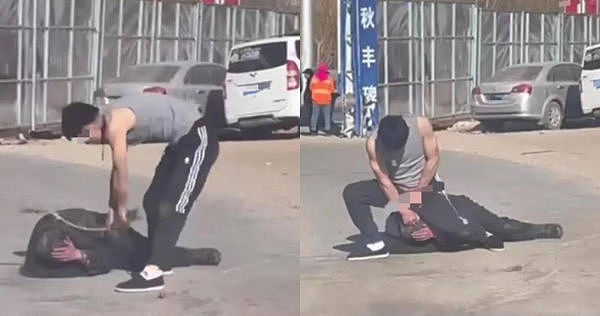 视频疯传！甘肃男子当街殴打老人，下秒脱裤掏鸟骑乘羞辱（视频/图） - 1