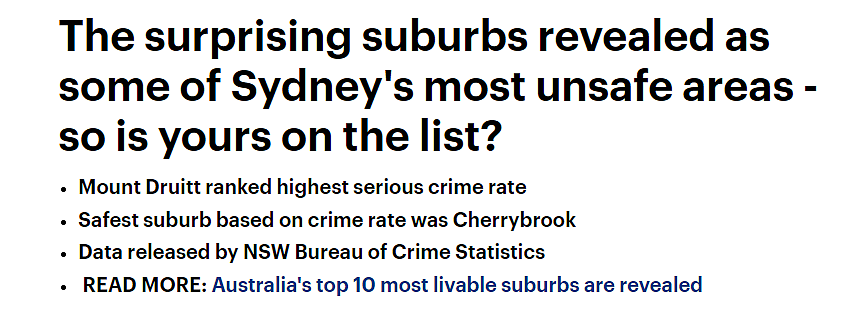悉尼最危险和最安全的地区名单曝光！多个华人区上榜，妈妈们快来自查（组图） - 1