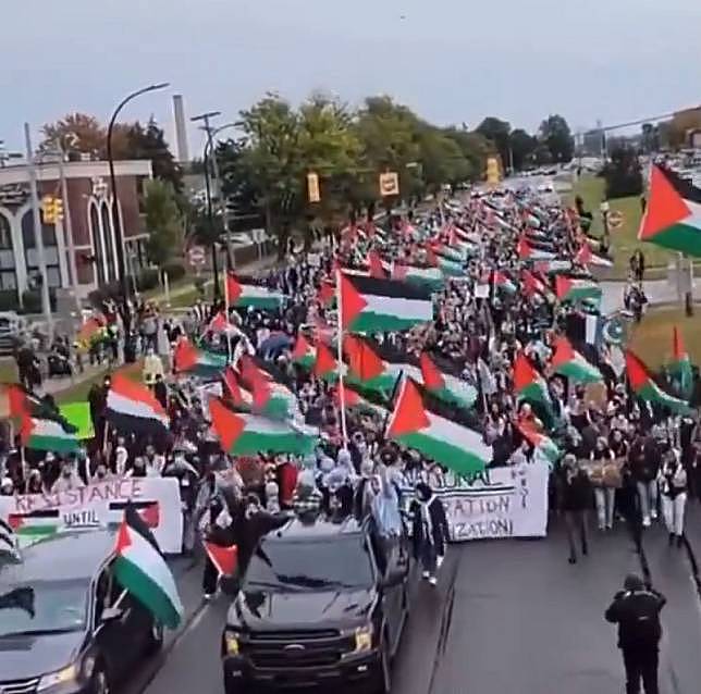 美“巴勒斯坦村“大游行，高喊“把以色列人赶入大海“（图） - 1