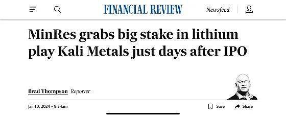 业内大佬看好、知名券商联手护航 2024年澳洲首支新股Kali Metals( ASX：KM1)上市三日录得逾2倍涨幅 - 18