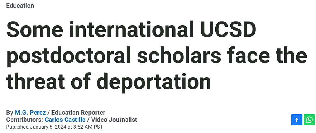 UCSD多名国际博士后面临驱逐出境威胁，含中国学者（组图） - 1