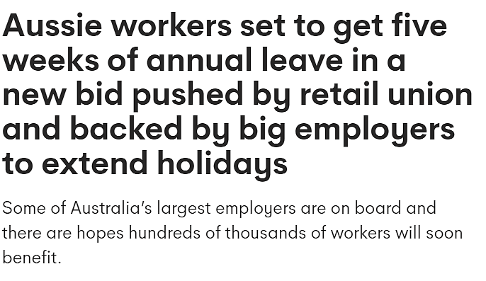 下个月，所有澳人要“白干一天”！只上班没工资！不过，年假有望延长至5周，专家强烈建议（组图） - 2