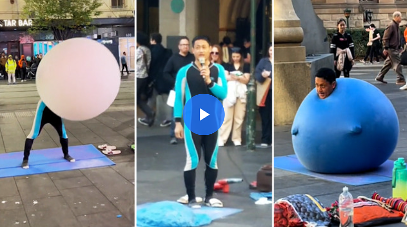 遗憾！那个曾在澳洲街头穿着巨大蓝气球表演的华人，不幸去世了（组图） - 1