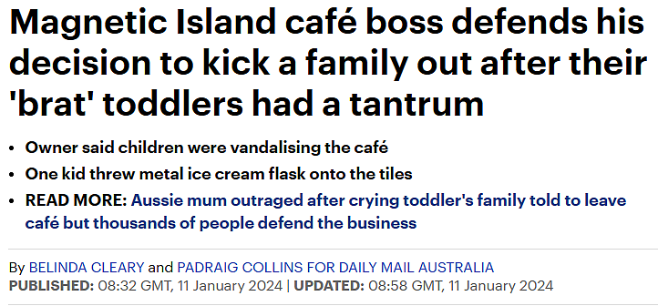 【热议】嫌孩子太吵闹，澳洲一家4口被轰出咖啡店！老板当场发飙了…（组图） - 1