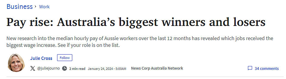 最新工资数据出炉，澳洲这些行业涨薪幅度超大，最高上涨超20%！（组图） - 1