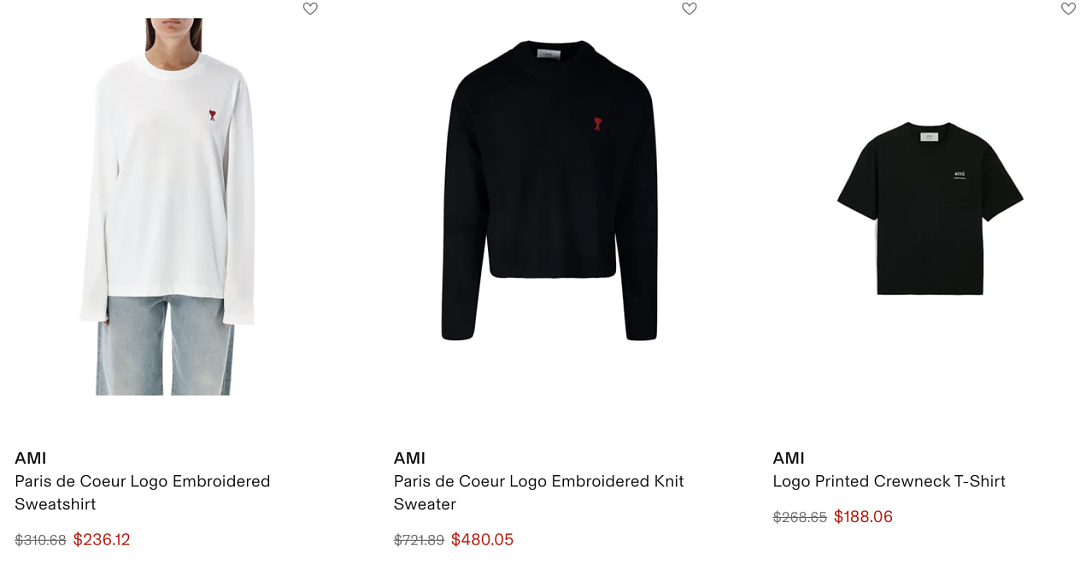AMI Paris 折扣好价，高级灰羊毛开衫仅$5XX，百搭基础款T恤低至$2XX...（组图） - 10