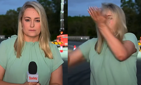 直播翻车事故！澳女记者意外因“蚊子”停脸，重赏自己一巴掌！爆笑画面曝（视频/组图） - 2