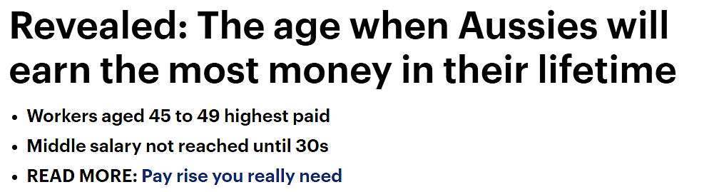 澳洲各年龄段收入大公开，这个年龄段居然是挣的最多的！（组图） - 1