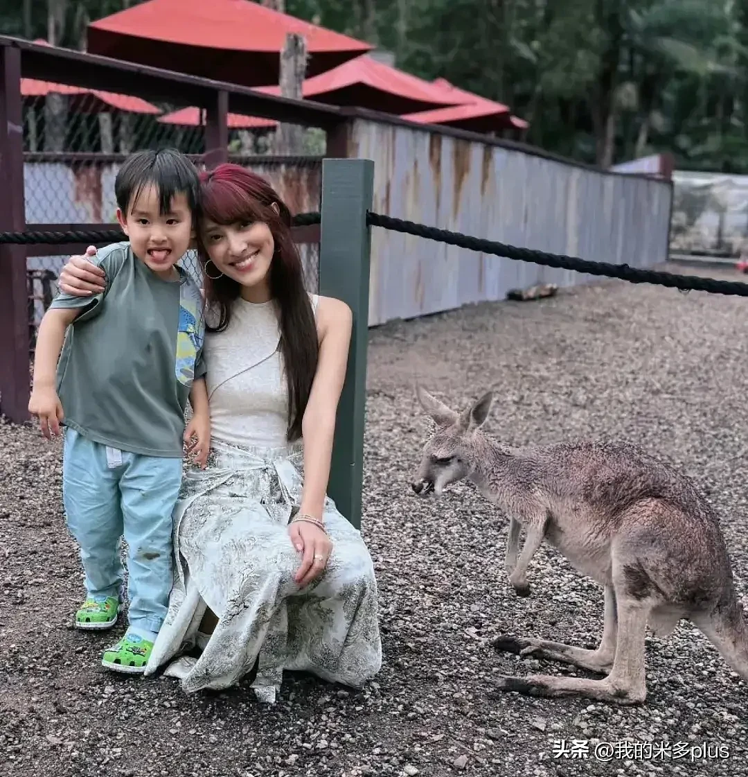 郑嘉颖一家春节澳洲旅游，两个儿子喂袋鼠，陈凯琳一头红发显老气（组图） - 6