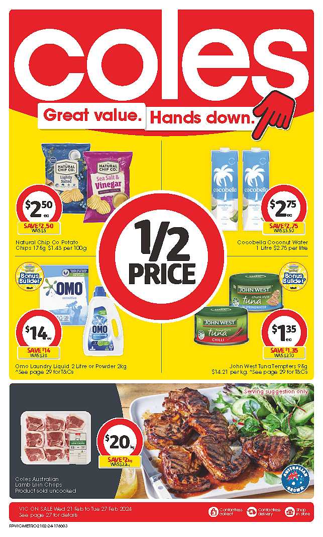 Coles 2月21日-2月27日打折，冻鸭、肉派 6折，饺子半价（组图） - 1