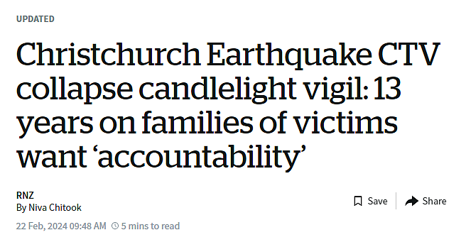 基督城大地震，24名中国公民遇难！13年过去了，家属仍在苦等正义（组图） - 1