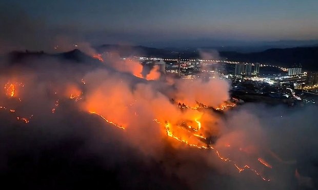 贵州绵延百公里山火，近万人次救援，官方冷处理（图） - 1
