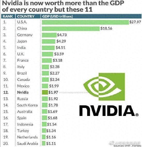 英伟达市值超越俄罗斯GDP，相当于全球GDP第12位（视频/组图） - 1