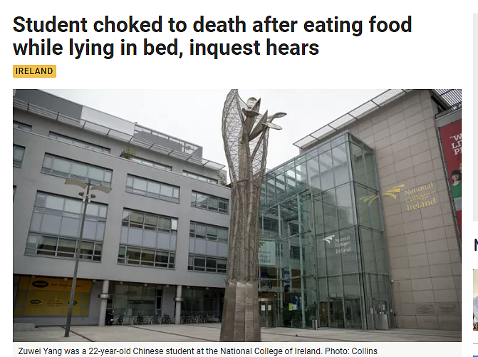 巨大悲剧！留学生进食被噎，随后一连串意外导致最终死亡（组图） - 1