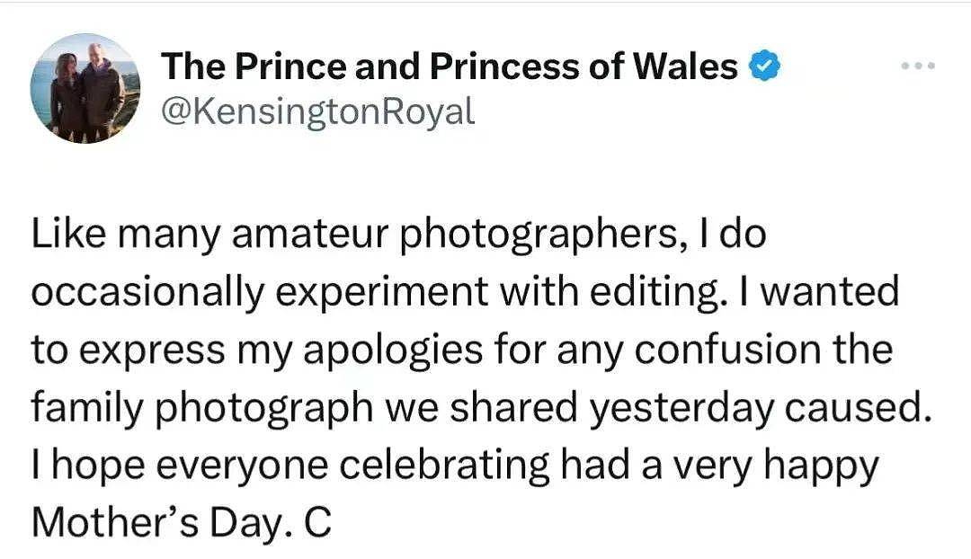 凯特王妃发声道歉！承认亲子照片修图，网友吐槽越描越黑（组图） - 2