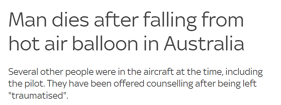 澳男从500米高热气球坠亡，疑为自杀！同行华女：他当时很痛苦（组图） - 1