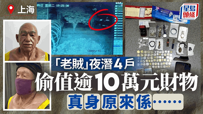 上海贼戴老人面具潜4户偷逾10万财物！犯案过程大曝光…（视频/组图） - 1