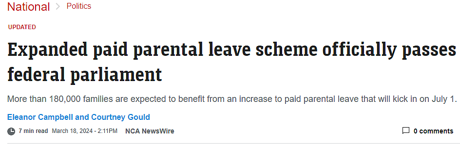 好消息！澳洲父母新福利，带薪育儿假将正式延长至26周，在澳洲生一个孩子， 还能领11万现金（组图） - 1