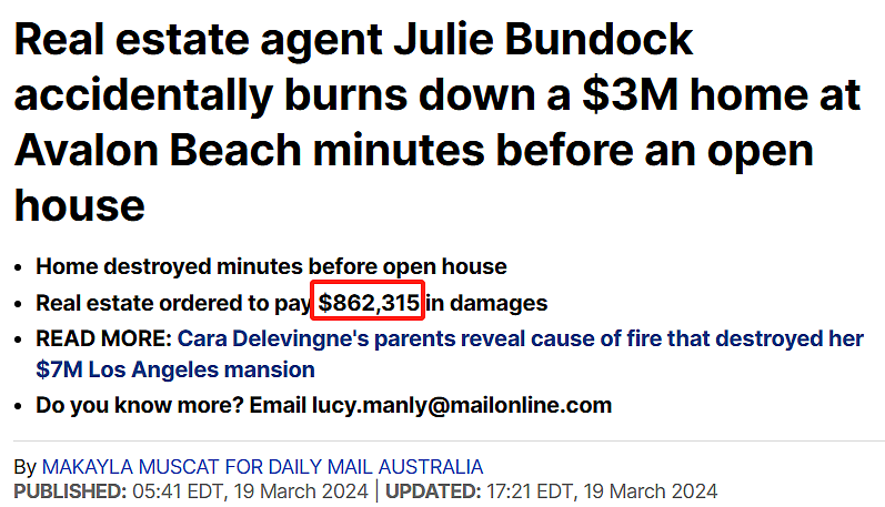 悉尼女房产中介帮客户卖房，没想到一个举动，直接将$300万豪宅付之一炬…（组图） - 1