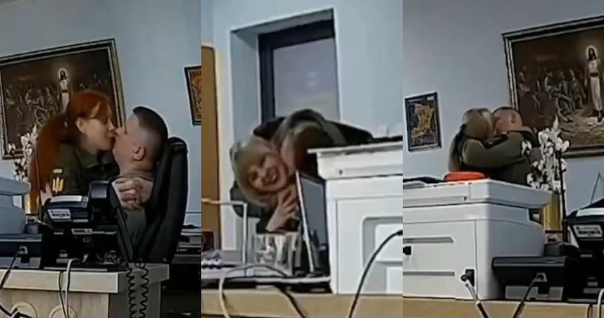 前线战火后方欲火！乌克兰军官办公室大开后宫，与多名女同事激吻遭爆料（图） - 1