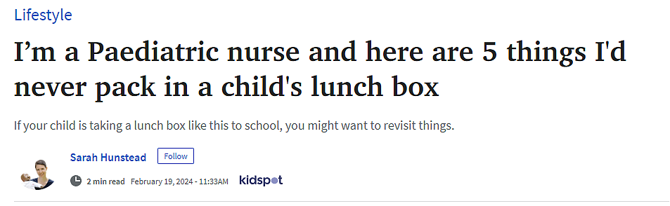澳洲护士宝妈警告： 小心这5种食品！永远不要放在孩子午餐盒中（组图） - 1