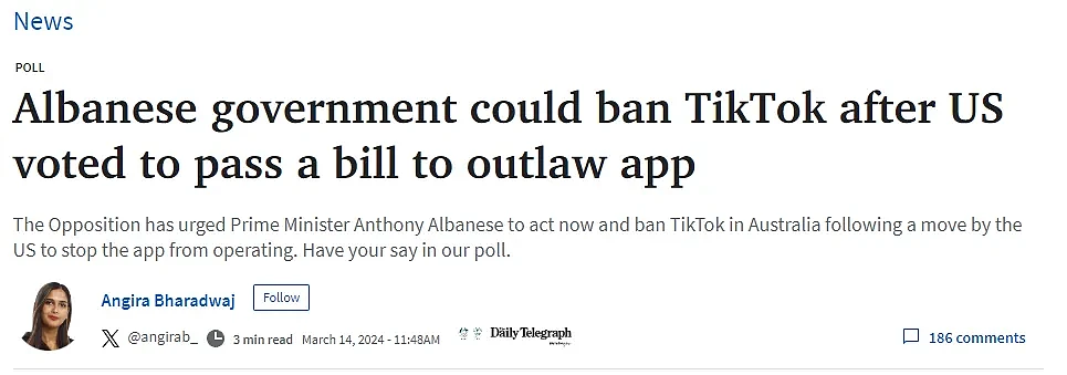 澳洲硬气宣布: 不跟！美议会压倒性通过TikTok禁令，加拿大或跟进（组图） - 2