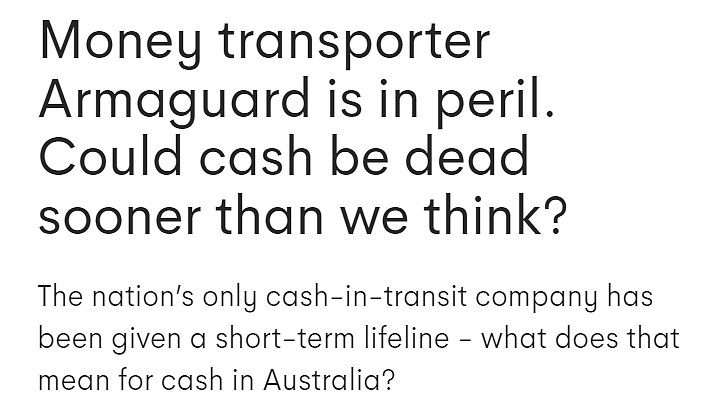 无现金可用了？澳洲最大的现金运输公司濒临倒闭（组图） - 2