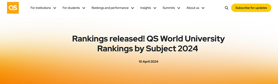 最新2024年QS世界大学学科排名出炉，奥大10个学科跻身全球前50名！（组图） - 1