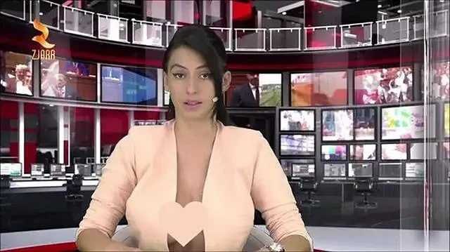 阿尔巴尼亚电视台女主播惹争议，西装内搭空气出镜（组图） - 2