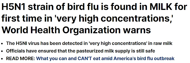 生牛奶中现“高浓度”禽流感病毒！美国首次牛传人病例，这些食物避免食用（组图） - 1
