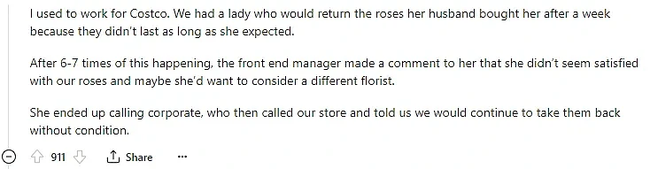 别太离谱！Costco退货政策绝了，连续7次退掉枯萎玫瑰！网友炸了......（组图） - 5