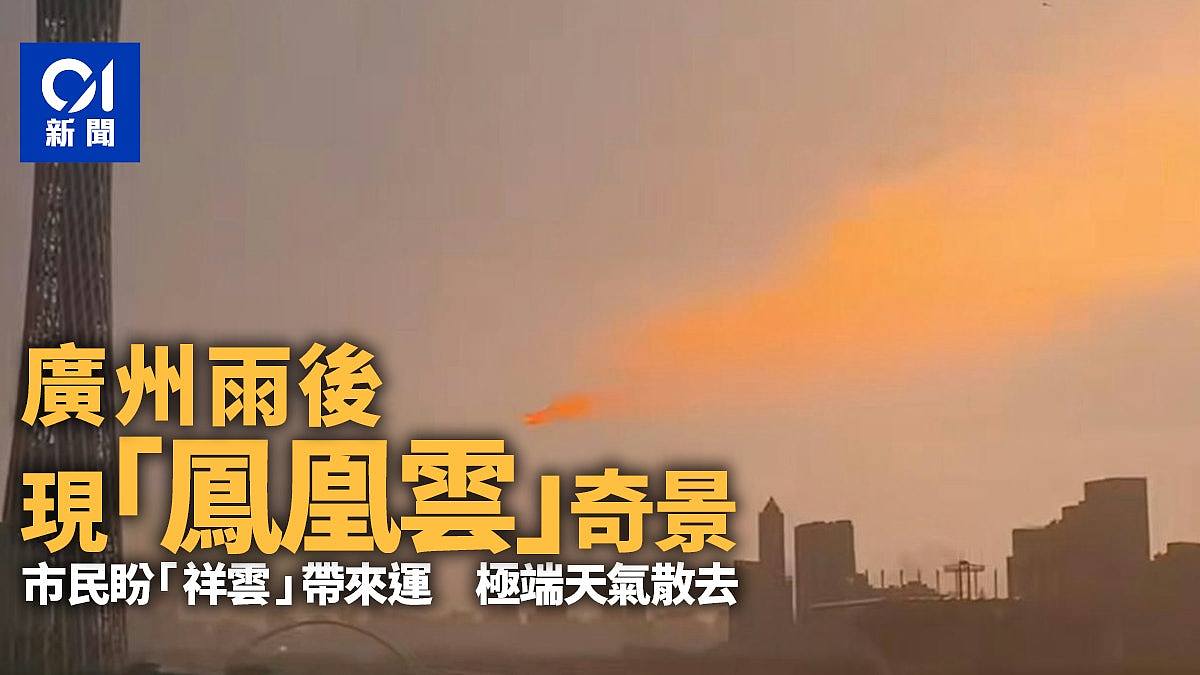 广州雨后珠江上空现“凤凰云”奇景！市民见“祥云”祈极端天气散去（组图） - 1