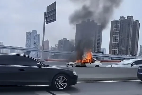 上海一新能源车起火烧成空壳，现场浓烟滚滚，1人受伤送医！为何新能源汽车起火后难扑救（视频/组图） - 5