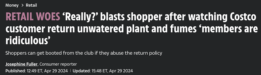 枯死植物、吃剩的鸡骨头！Costco退货有多宽松？常干这事或被标记，并禁止入内（组图） - 1