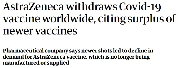 这款新冠疫苗全球下架！ 承认副作用致大量死亡， 澳洲中国都受影响（组图） - 1