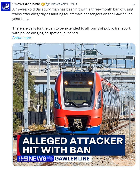 阿德男子在火车上随机殴打四名妇女被逮捕；7月1日起南澳多项费用上涨，出行更贵！（组图） - 2
