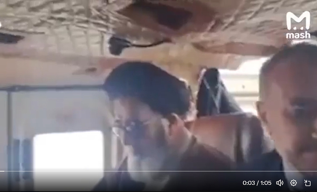伊朗总统莱希（Ebrahim Raisi）失事前搭乘直升机影像曝光。 （图/翻摄X）