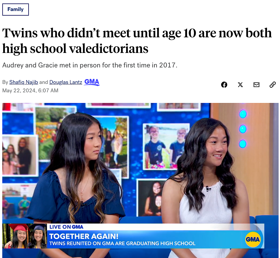 患心脏病中国双胞胎姐妹被两个美国家庭收养，10岁重逢，如今双双获名校全奖录取（组图） - 8