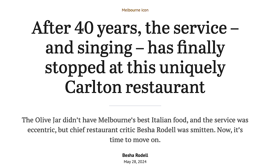 再见！墨尔本40年老牌意大利餐厅遗憾关业，短短几个月，已经是Carlton关门的第四家餐厅…（组图） - 1