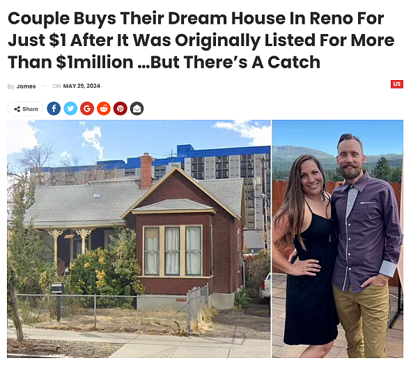 夫妇仅花了$1元，买下了价值$120万的房子！不过，他们承诺........（组图） - 1