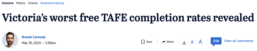 维州这个免费TAFE成笑话，毕业率仅1%！（组图） - 1