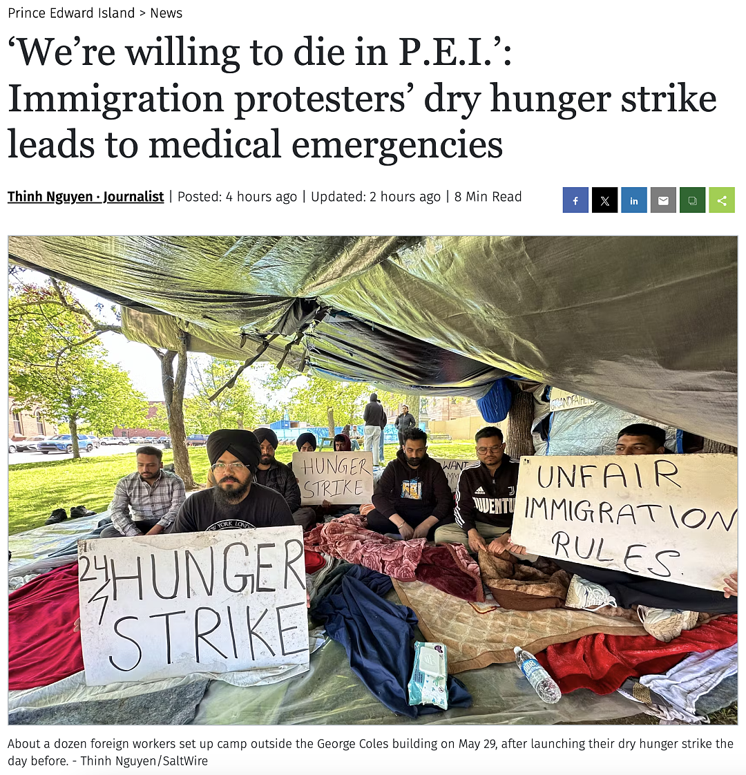 “我们宁愿死在这儿”！留学生绝水绝食抗议移民政策，医疗救护都来了（组图） - 1