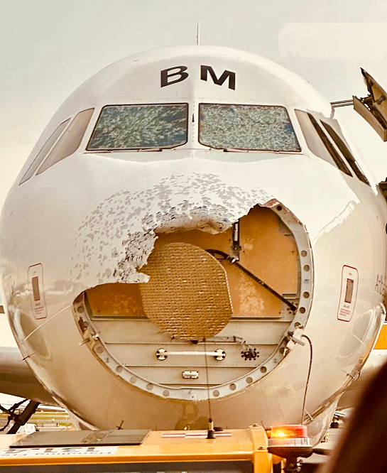 恐怖120秒！冰雹突袭客机，前舱玻璃碎裂，机鼻被砸掉，警报炸响，乘客吓疯（组图） - 12