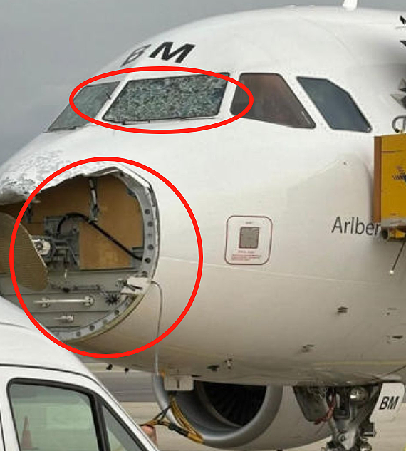 恐怖120秒！冰雹突袭客机，前舱玻璃碎裂，机鼻被砸掉，警报炸响，乘客吓疯（组图） - 10