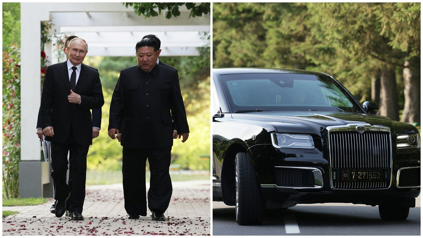 普京访朝鲜赠俄产豪华Aurus房车，亲自驾车载金正恩兜风（视频/组图） - 1