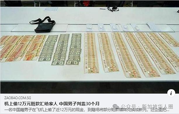 中国男子在新加坡飞机上偷走超12万新币，被判坐牢两年半（组图） - 1