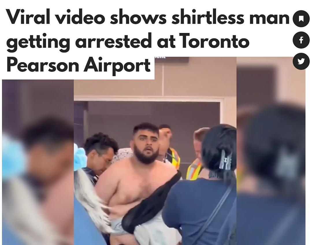 全网疯传！24岁男子脱光衣服大闹机场，警方当场逮捕（组图） - 1