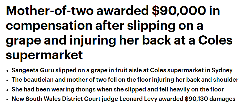 悉尼女子公园摔倒，起诉议会获赔$28万！曾有人在Coles一跤摔出百万（组图） - 31