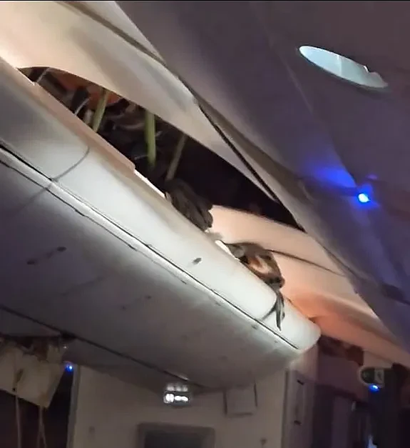 飞机遇恐怖气流，30人受伤！有人被甩飞挂顶上！天花板撕裂，座位都颠烂了（视频/组图） - 2
